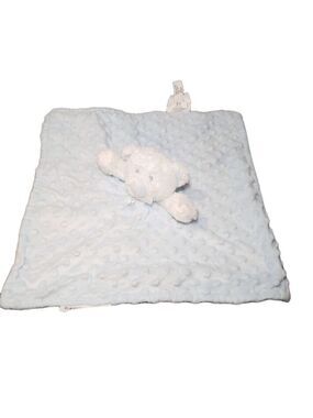 Lovey Security Blanket Blue white bear Dots 14"